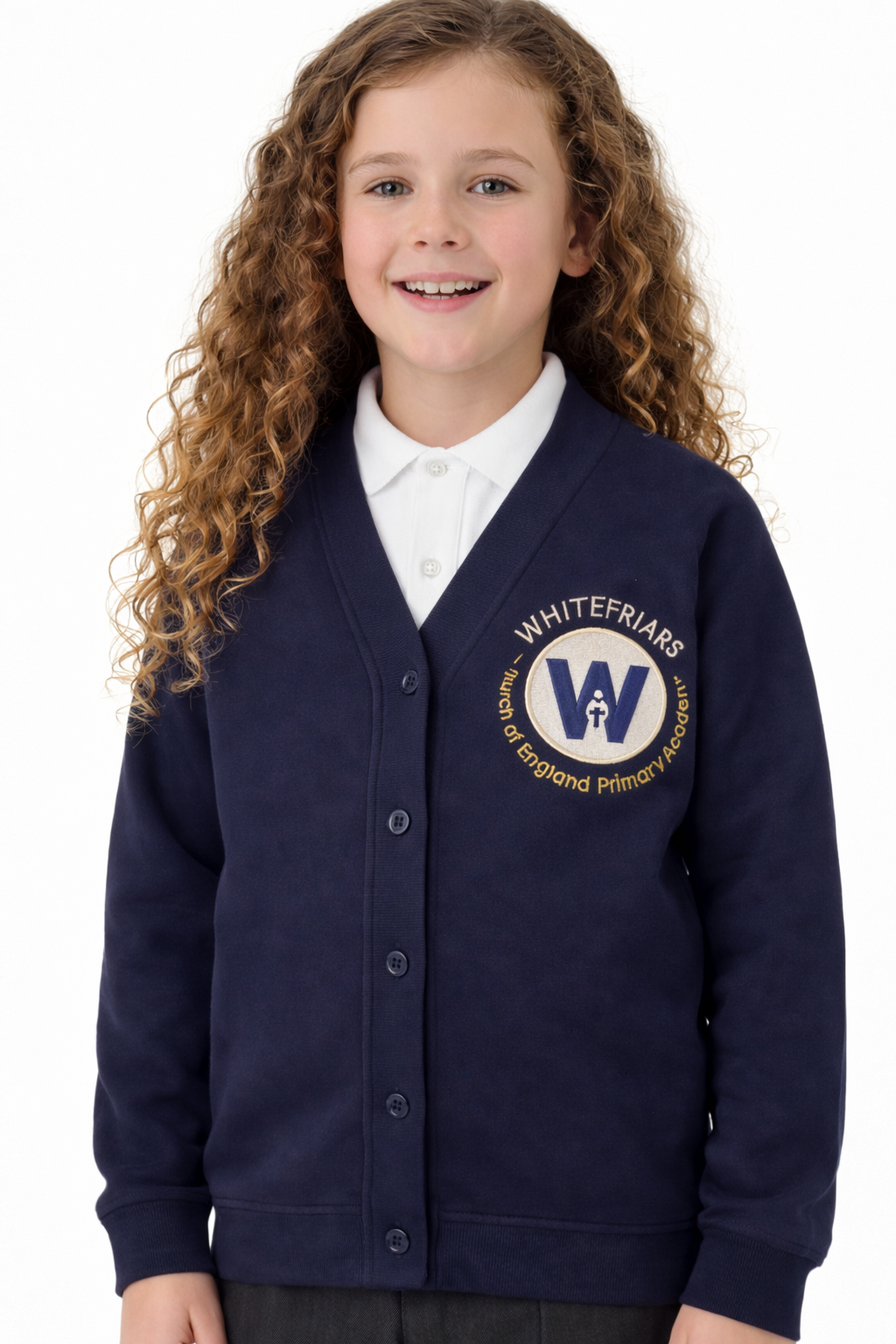 Navy Cardigan with Whitefriars Embroidered Logo