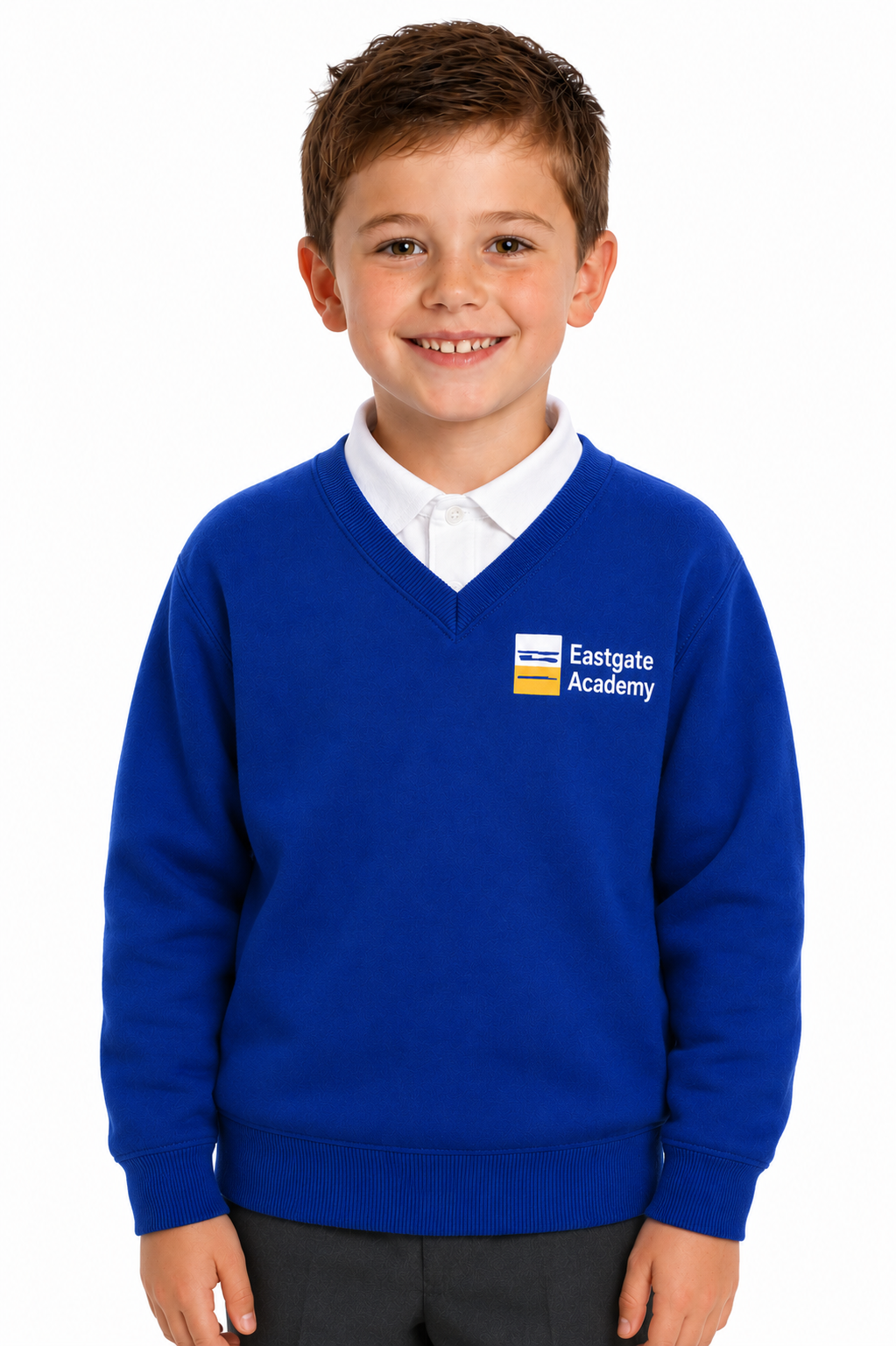 Royal V Neck Sweatshirt with Eastgate Embroidered Logo