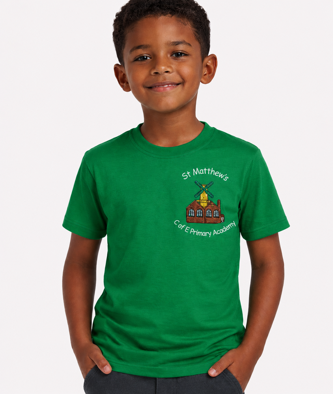 Green (Houghton) PE T-Shirt with St Matthews Embroidered Logo