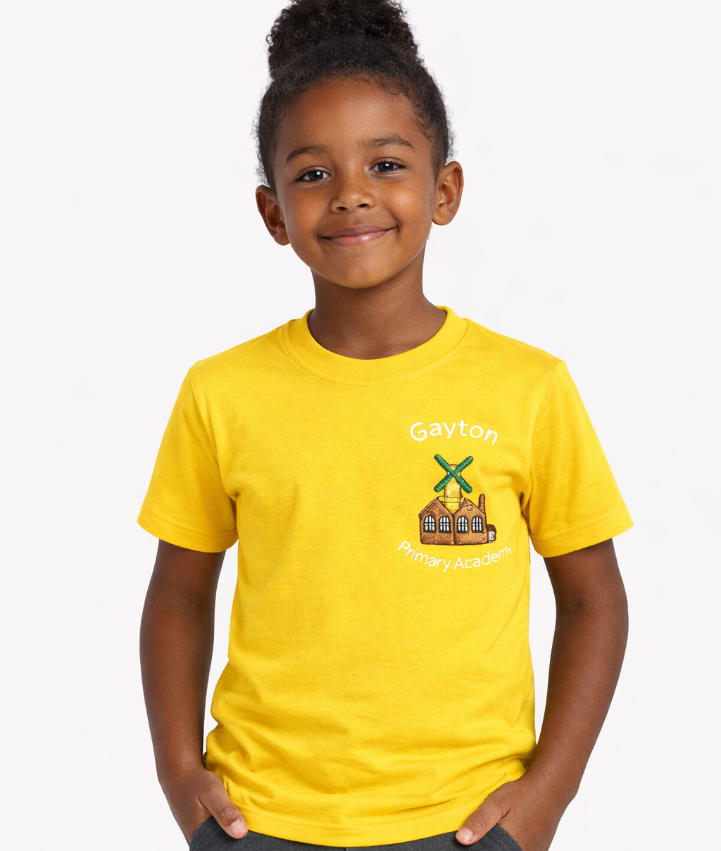 Yellow (Oxbrough) PE T-Shirt with Gayton Embroidered Logo