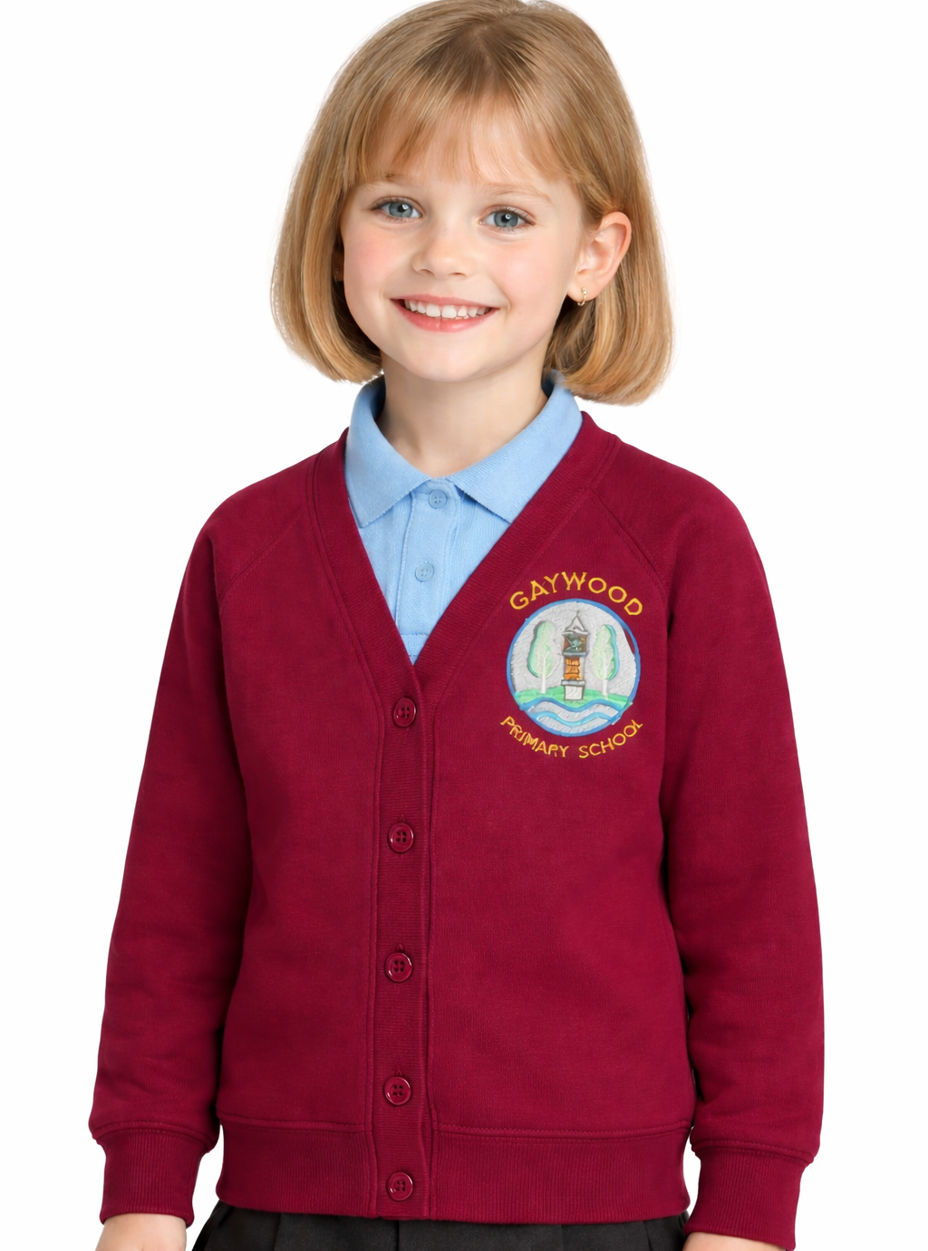 Wine Cardigan with Gaywood Embroidered Logo