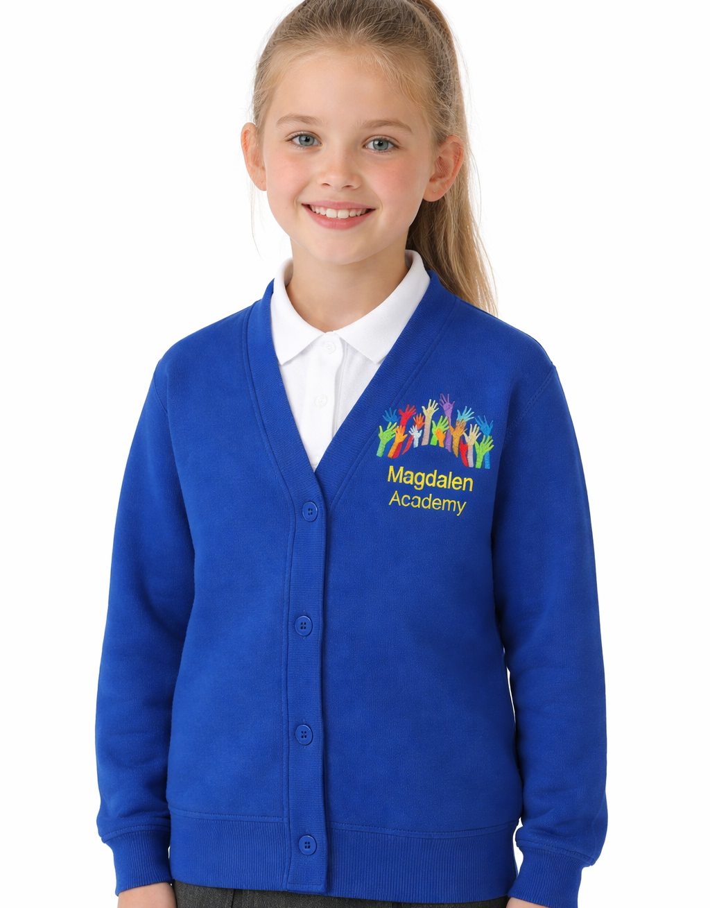 Royal Cardigan with Magdalen Embroidered Logo