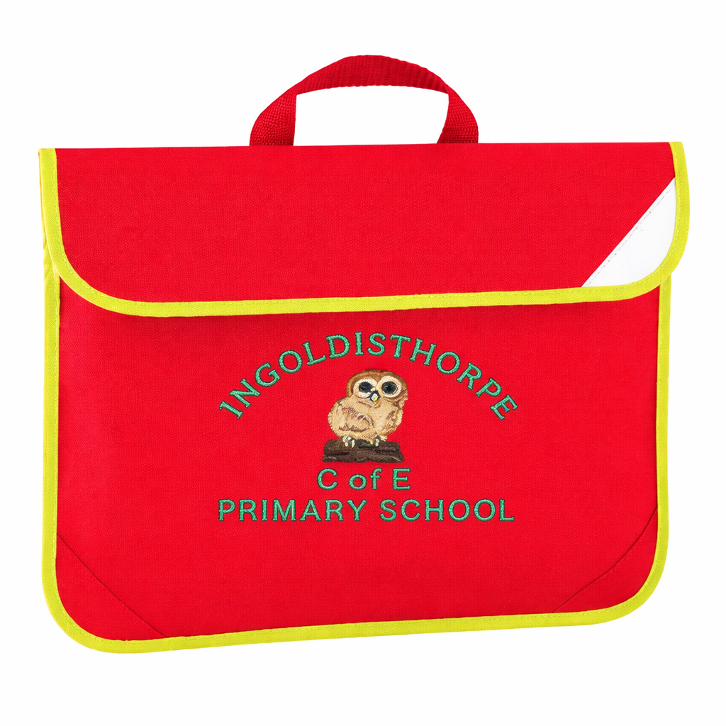 Red Book Bag with Ingoldisthorpe Printed Logo