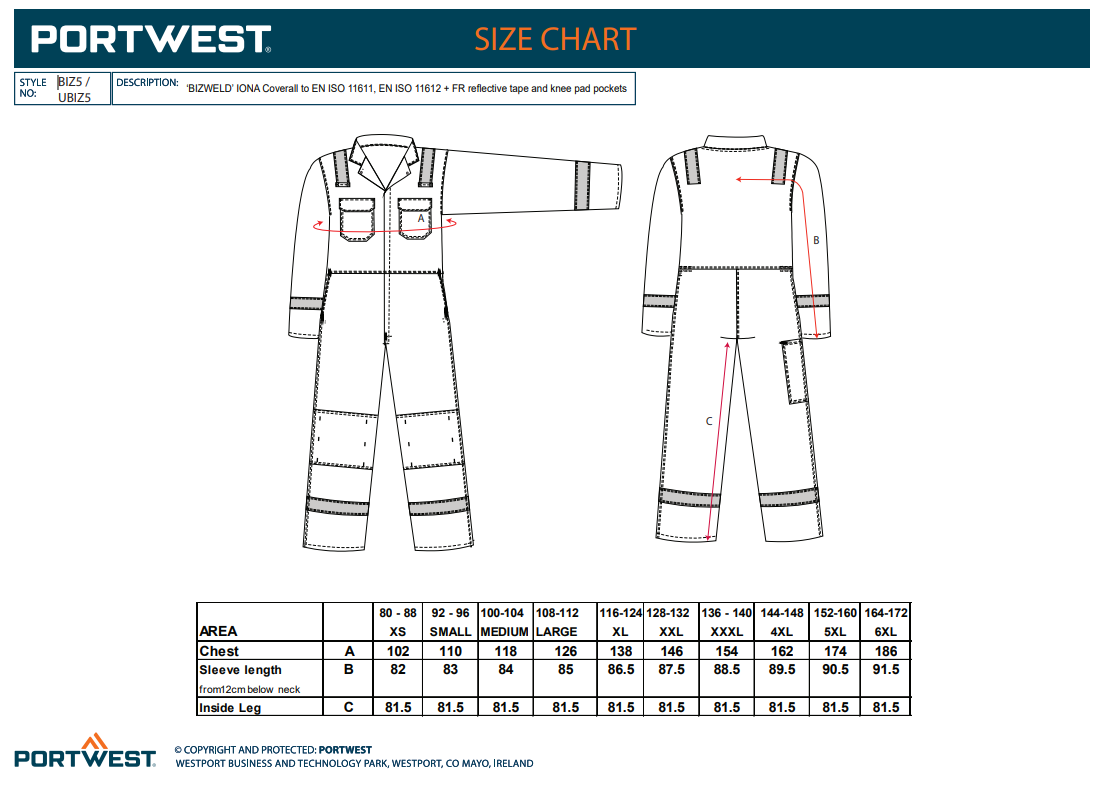 Portwest Hi-Vis Bizweld Iona Fire Retardant Coverall (BIZ5)