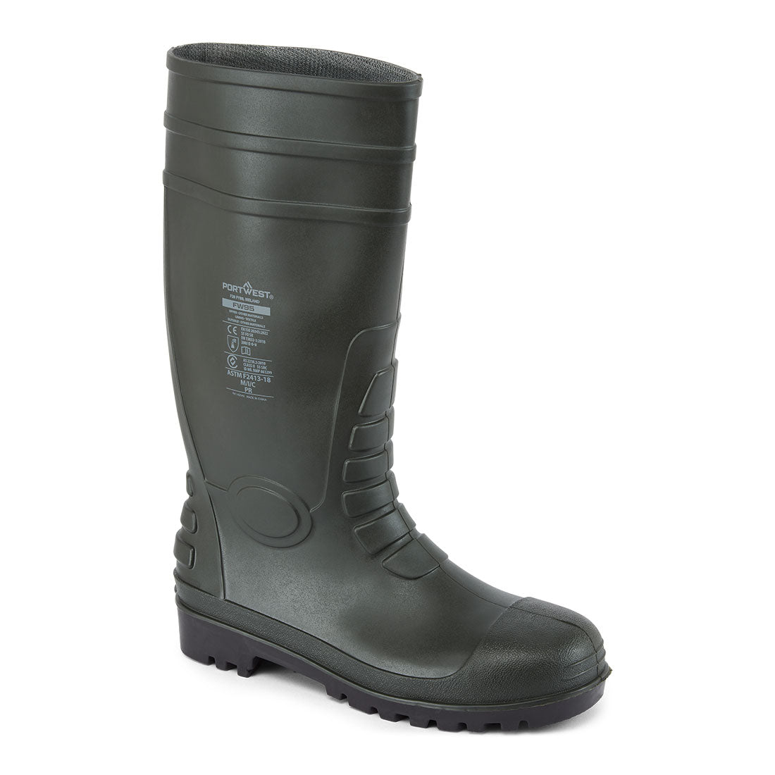 Portwest Green Full Safety PVC Wellingtons (FW95)