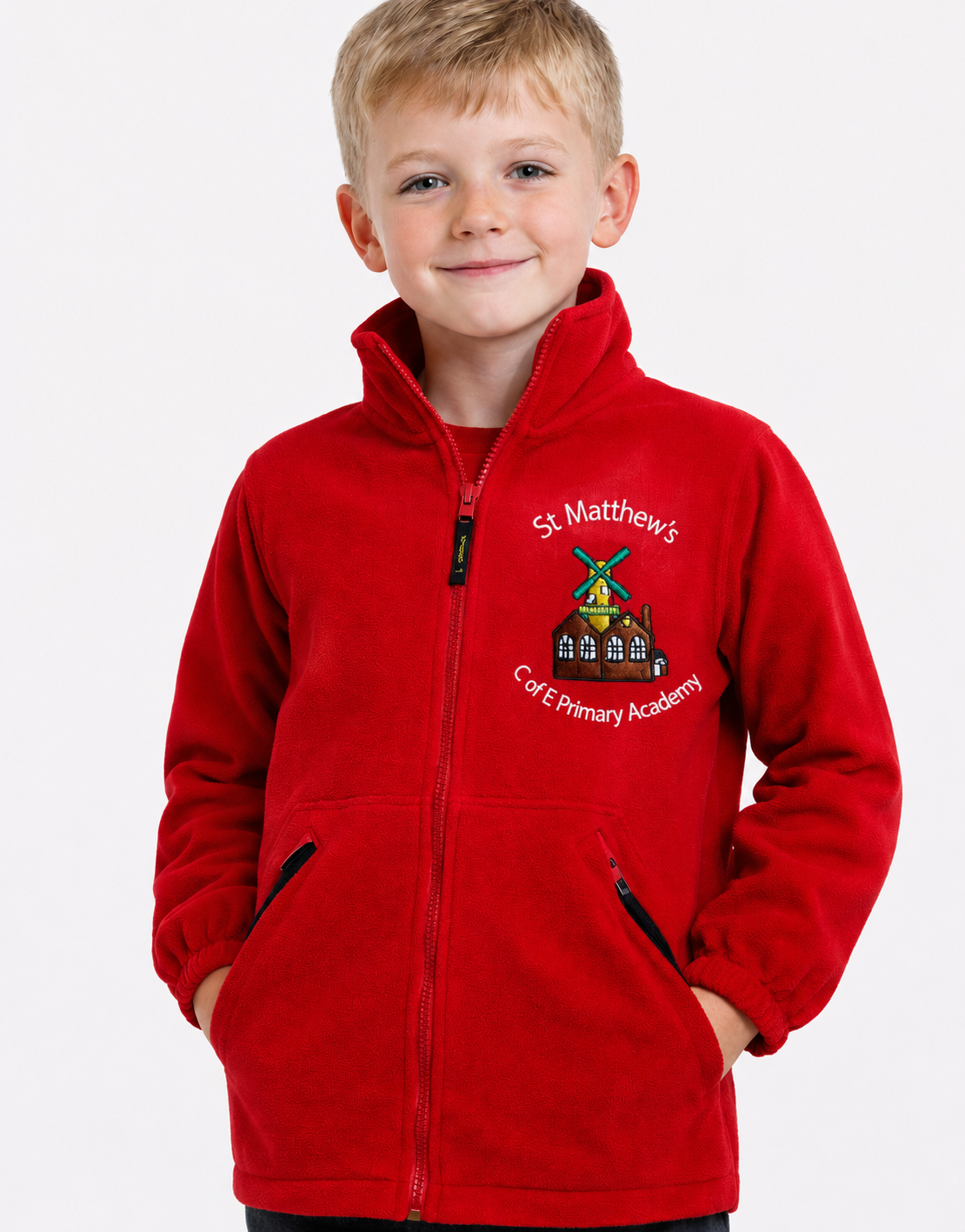 Red Microfleece with St Matthews Embroidered Logo