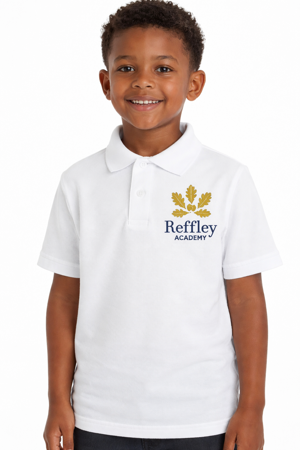 White Polo Shirt with Reffley Embroidered Logo