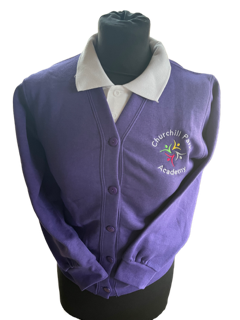Purple Cardigan with Churchill Park Academy Embroidery