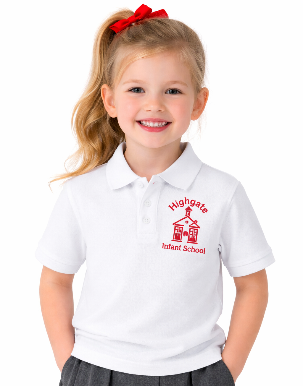 White Polo Shirt with Highgate Embroidered Logo