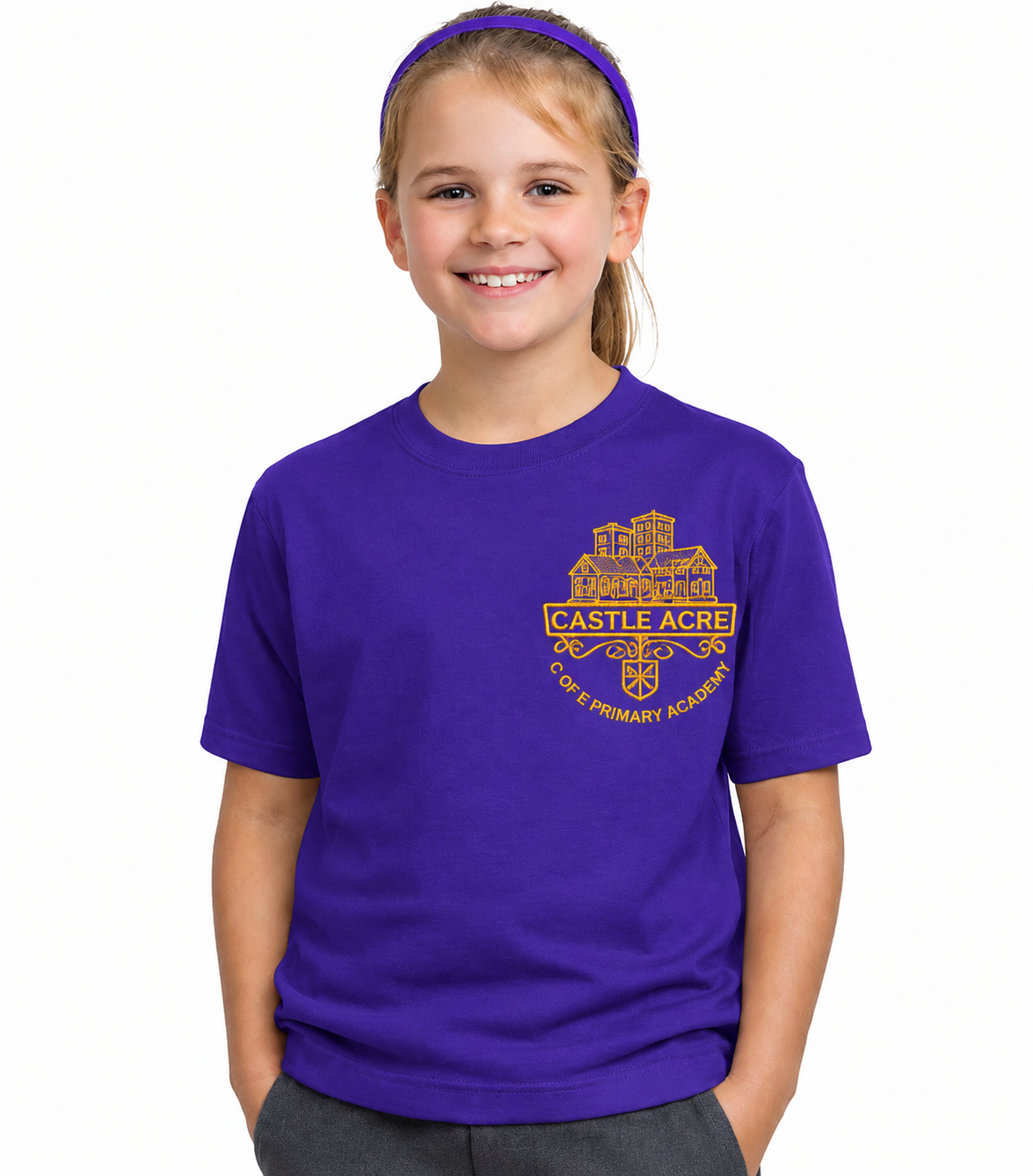 Purple PE T-Shirt with Castleacre Embroidered Logo