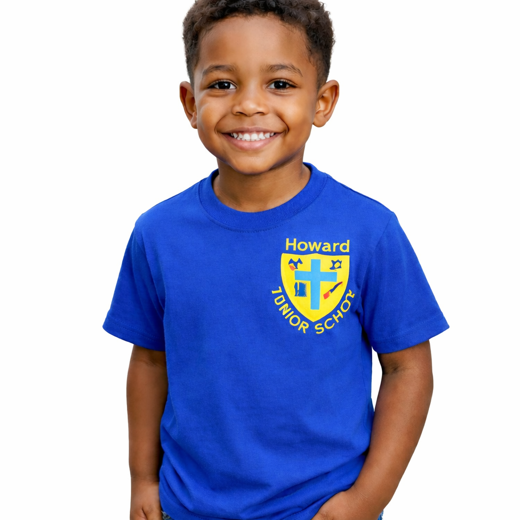 CLEARANCE: Royal PE T-Shirt with Howard Junior Printed Logo