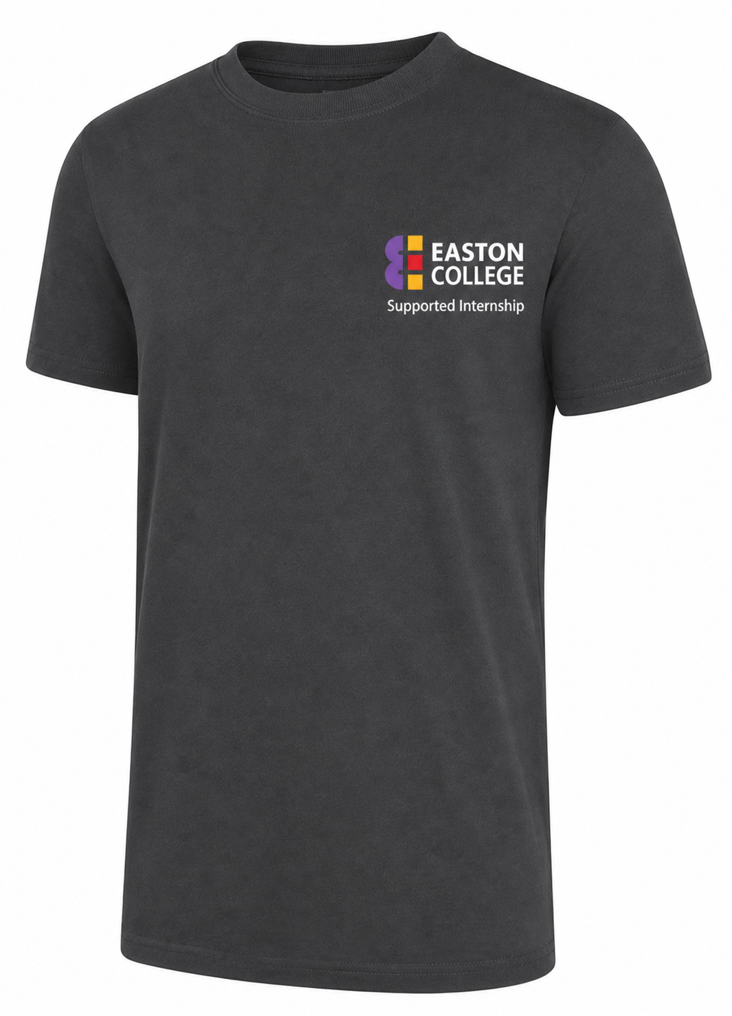 Classic T-Shirt in Charcoal with Easton Logo, Supported Internship and Back Print