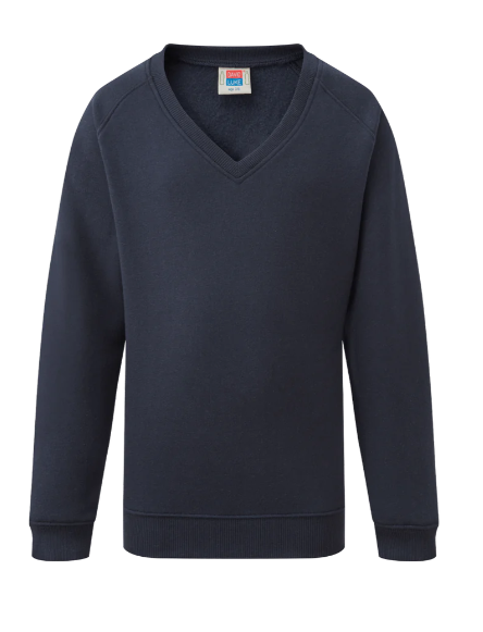 Navy V-Neck Sweatshirt with Hunstanton Embroidered Logo