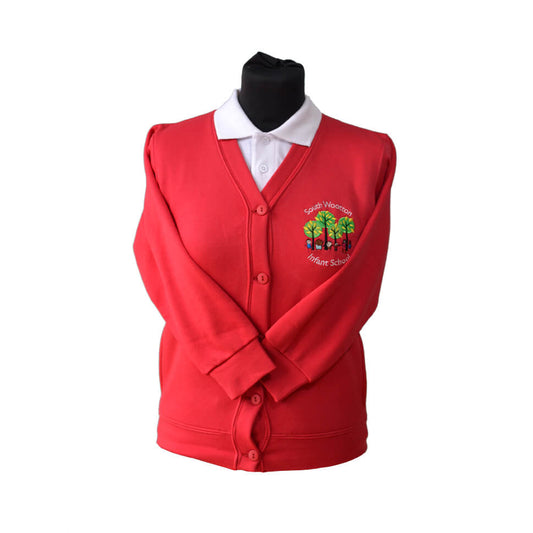 Red Cardigan with South Wootton Infants Embroidery