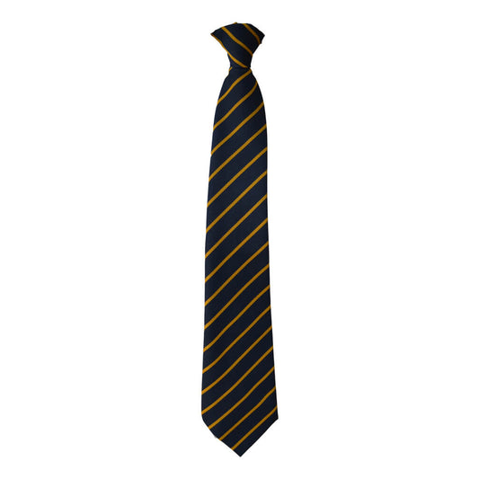 South Wootton Junior Navy/Gold Stripe Clip On Tie