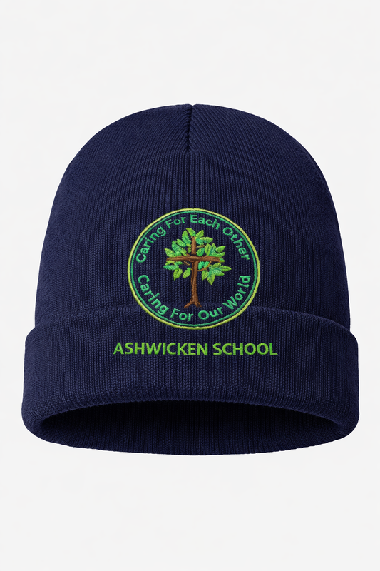 Navy Child's Beanie Hat with Ashwicken Embroidered Logo