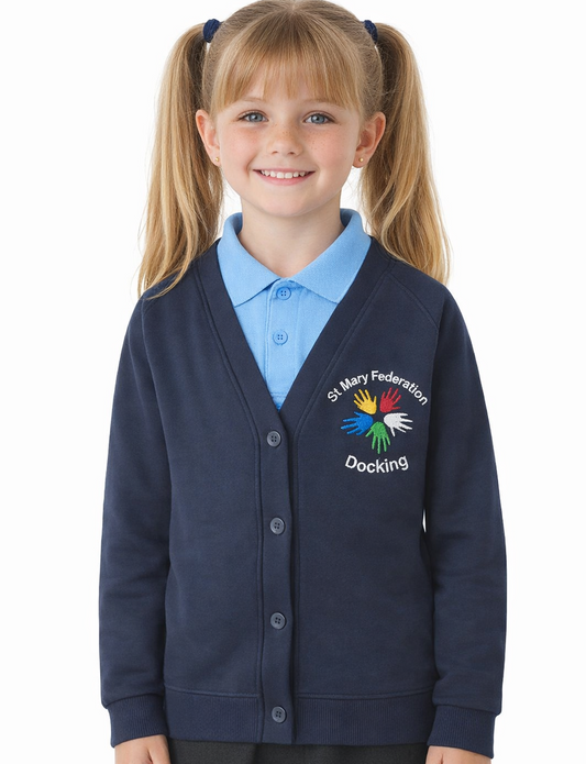 Navy Cardigan with Docking Embroidered Logo