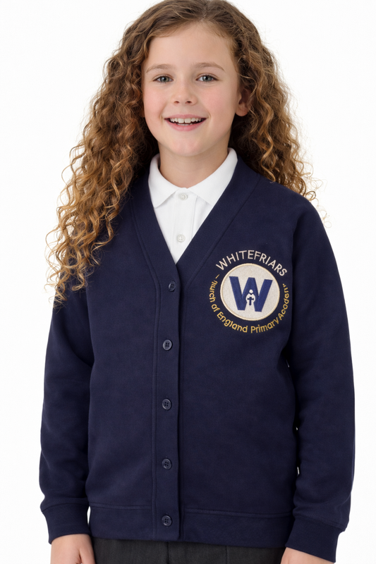 Navy Cardigan with Whitefriars Embroidered Logo