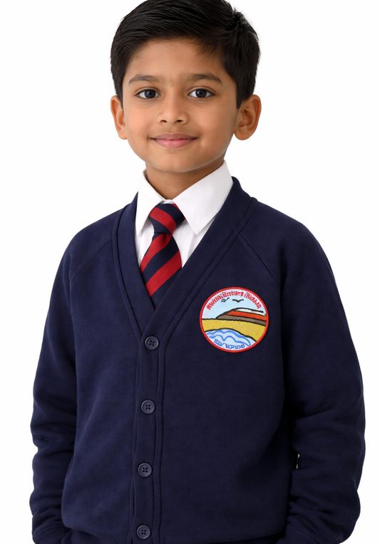 Navy Cardigan with Hunstanton Embroidered Logo