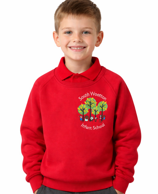 Red Sweatshirt with South Wootton Infants Embroidered Logo