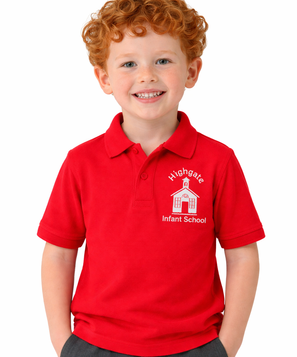 Red Polo Shirt with Highgate Embroidered Logo