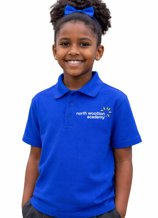 Royal PE Polo Shirt with North Wootton Embroidered Logo