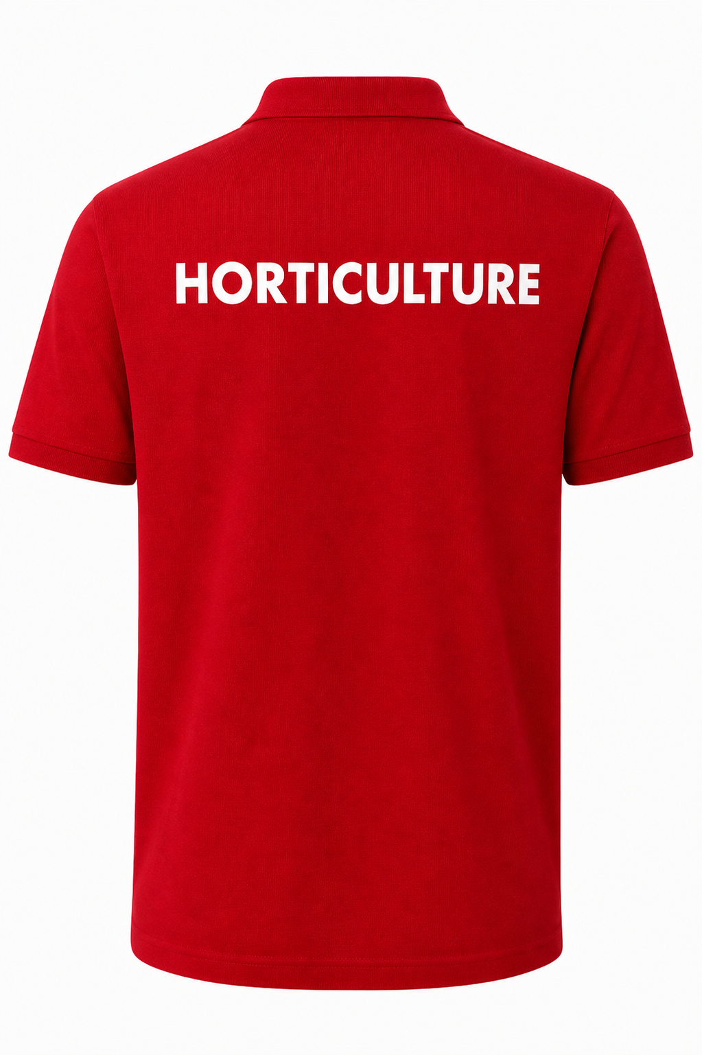 Red Polo Shirt with Easton Logo and Horticulture Back Print