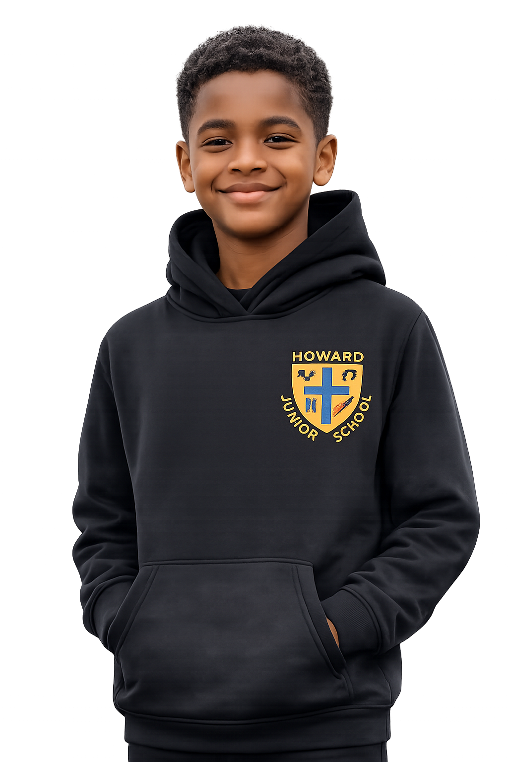 CLEARANCE: Black PE Hoodie with Howard Junior Embroidered Logo