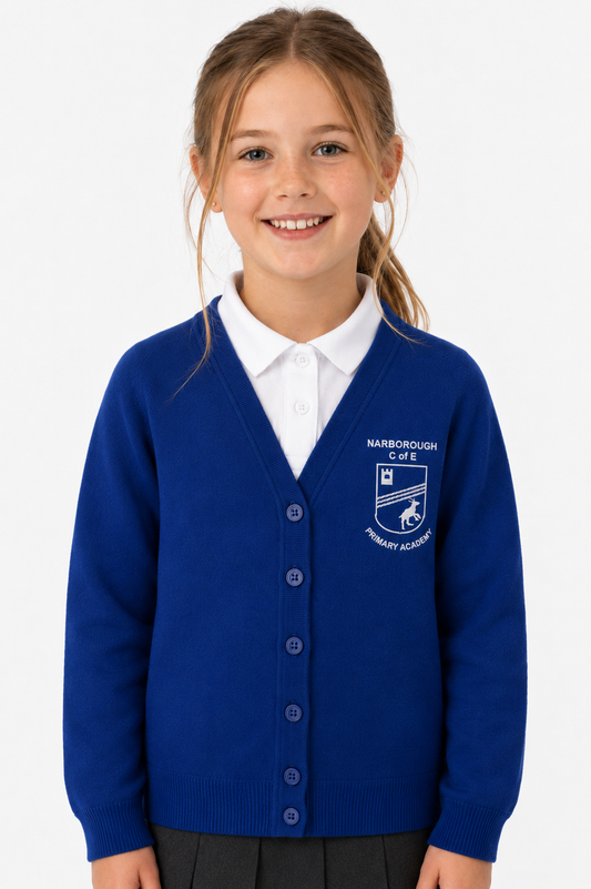 Sapphire Cardigan with Narborough Embroidered Logo