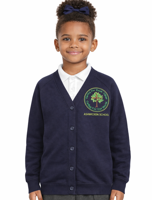 Navy Cardigan with Ashwicken Embroidered Logo