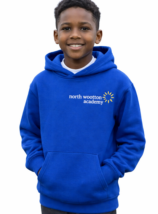 Deep Royal Hooded Sweatshirt with North Wootton Embroidered Logo