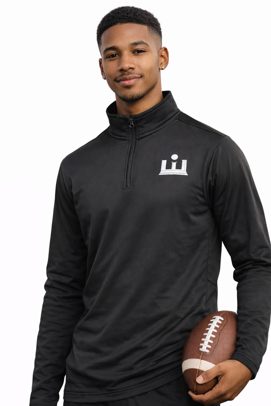 Black 1/4 Zip Sports Top Printed with KES Logo