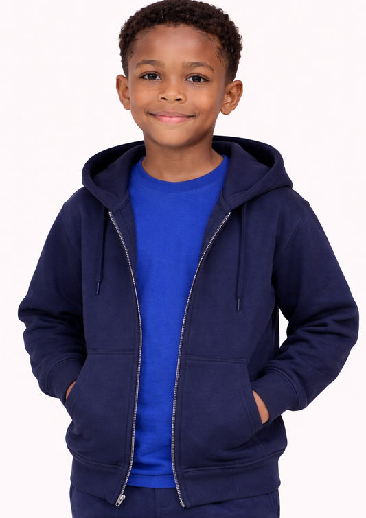 Full Zip Navy Plain PE Hoodie