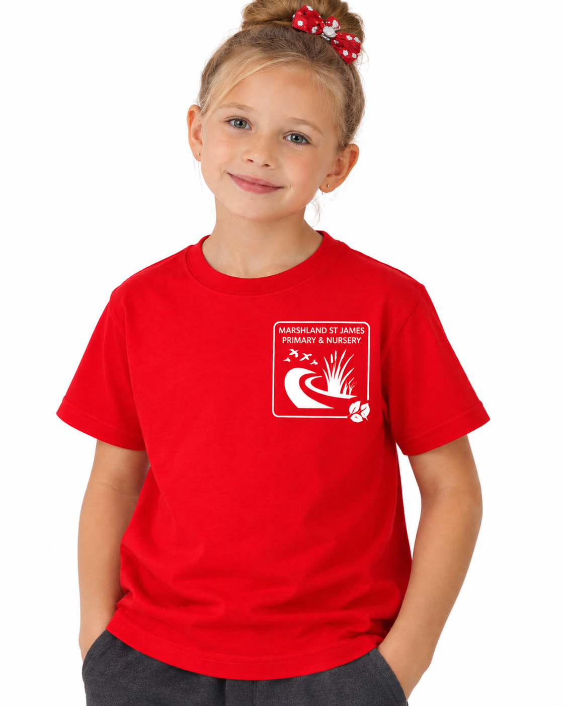 Red PE T-Shirt with Marshland Printed Logo