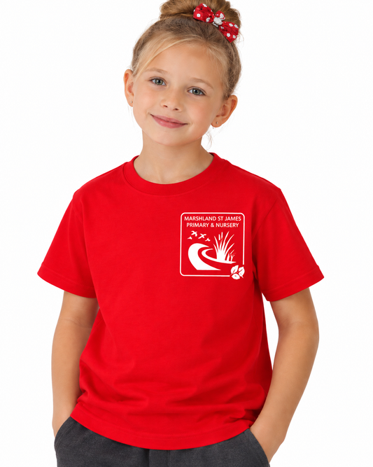 Red PE T-Shirt with Marshland Printed Logo