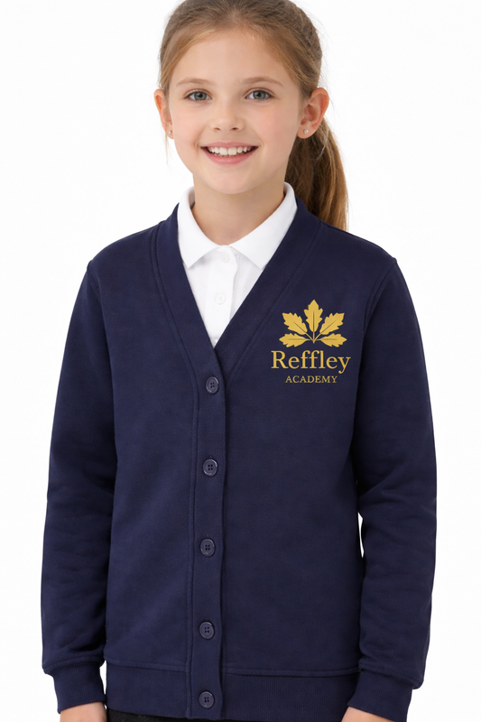 Navy Cardigan with Reffley Embroidered Logo