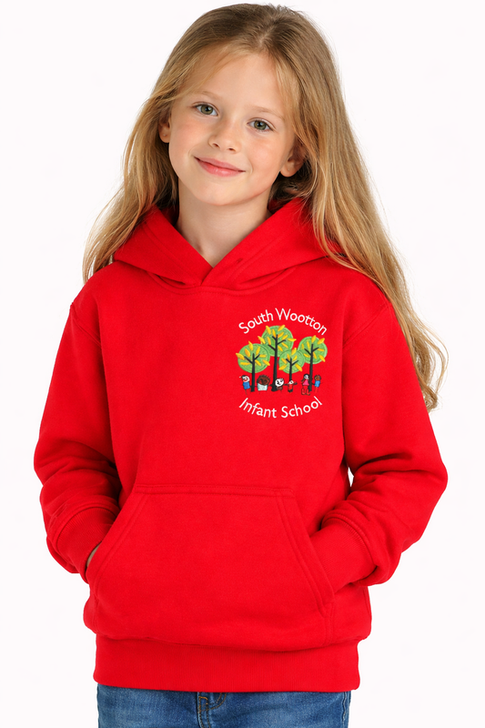 Red PE Hoodie with South Wootton Infants Embroidered Logo