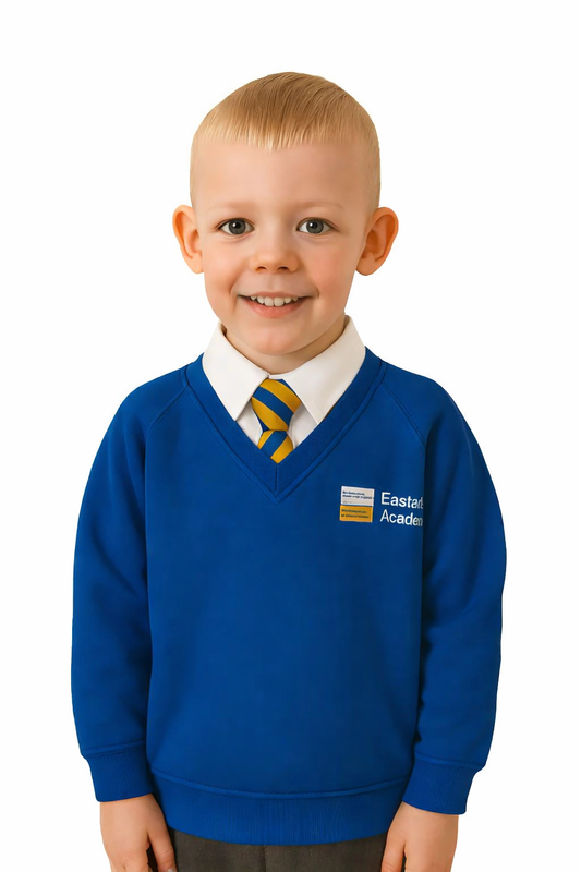 Royal V-Neck Sweatshirt with Eastgate Embroidered Logo