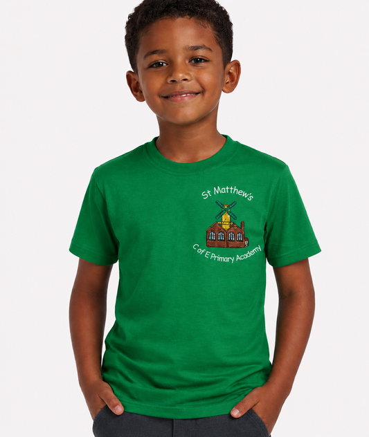 Green (Houghton) PE T-Shirt with St Matthews Embroidered Logo