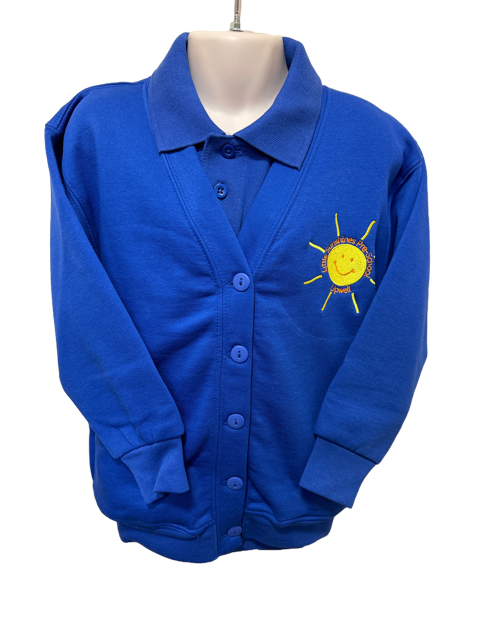 Royal Blue Cardigan with Little Sunshines embroidery