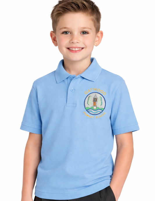 Sky Polo Shirt with Gaywood Printed Logo