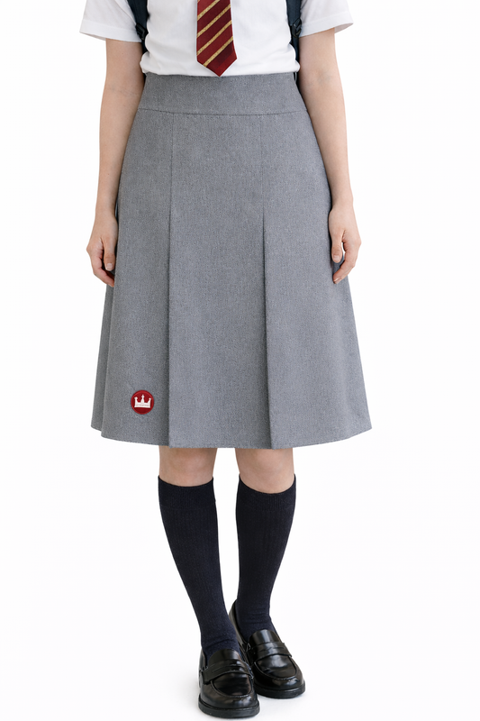 Grey Pleated Skirt with KES Embroidered Logo