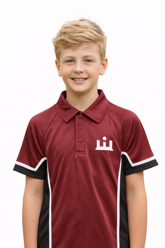 Maroon/Black Sports Polo with Printed KES Logo