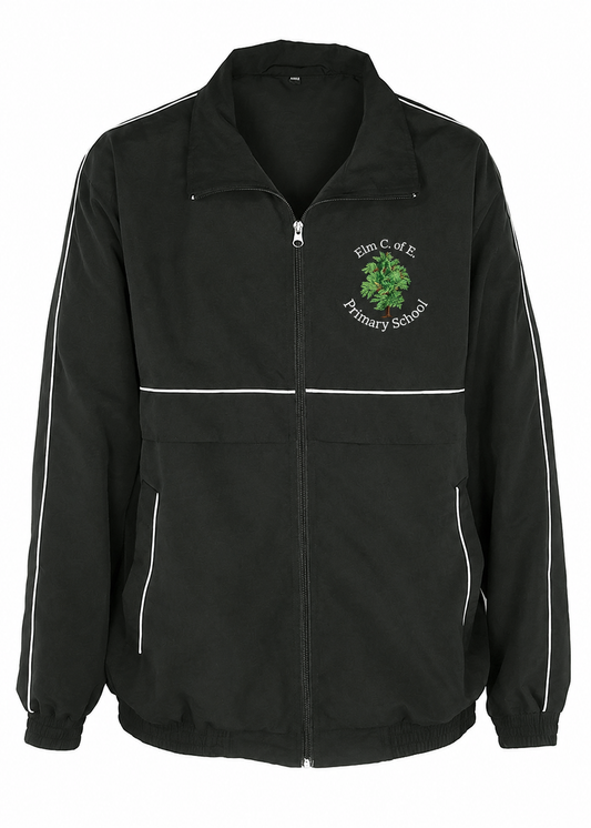 Black Reflector Tracksuit Top with Elm Embroidered Logo