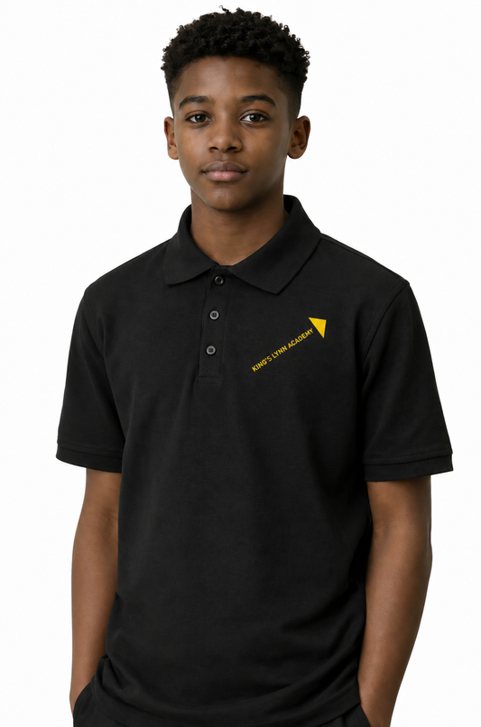 Black PE Polo Shirt with KLA Embroidered Logo