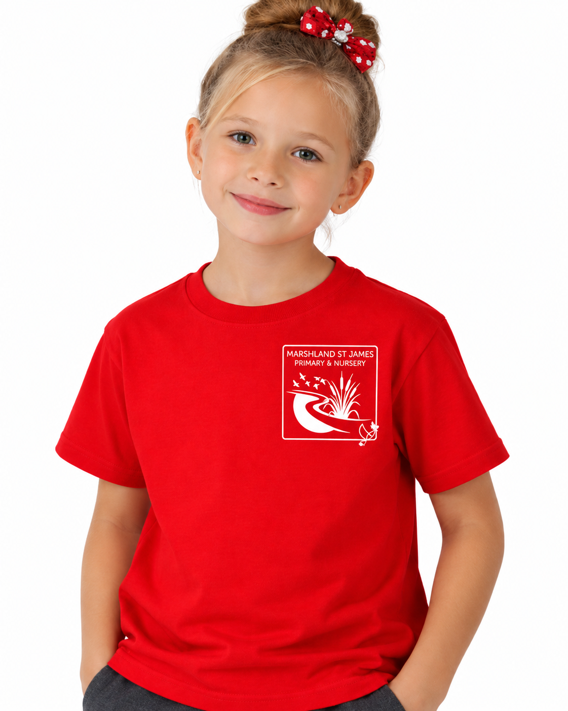 Red PE T-Shirt with Marshland Printed Logo