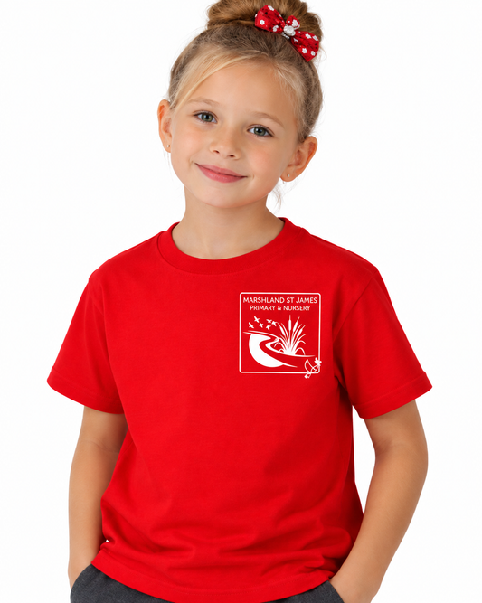 Red PE T-Shirt with Marshland Printed Logo