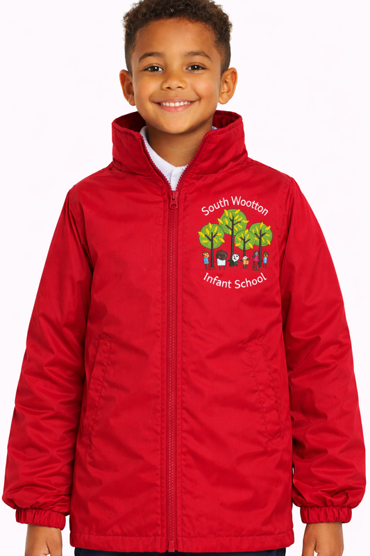 Red Eco Showerproof Jacket with South Wootton Infants Embroidered Logo
