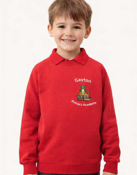 Red Sweatshirt with Gayton Embroidered Logo