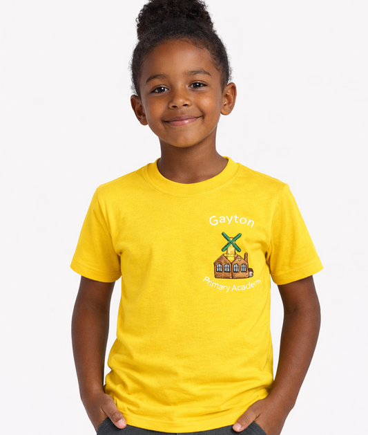 Yellow (Oxbrough) PE T-Shirt with Gayton Embroidered Logo